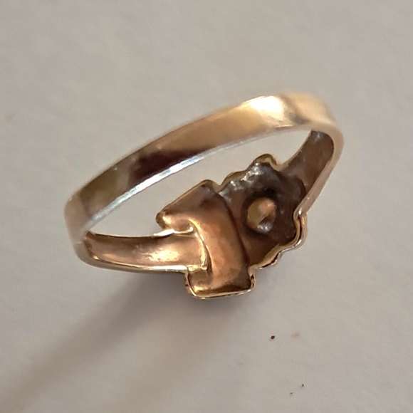 Gold Ring Child Aquamarine Daffodil Birthstone Pinkie Ring Vintage 1960s Retro - Picture 7 of 9